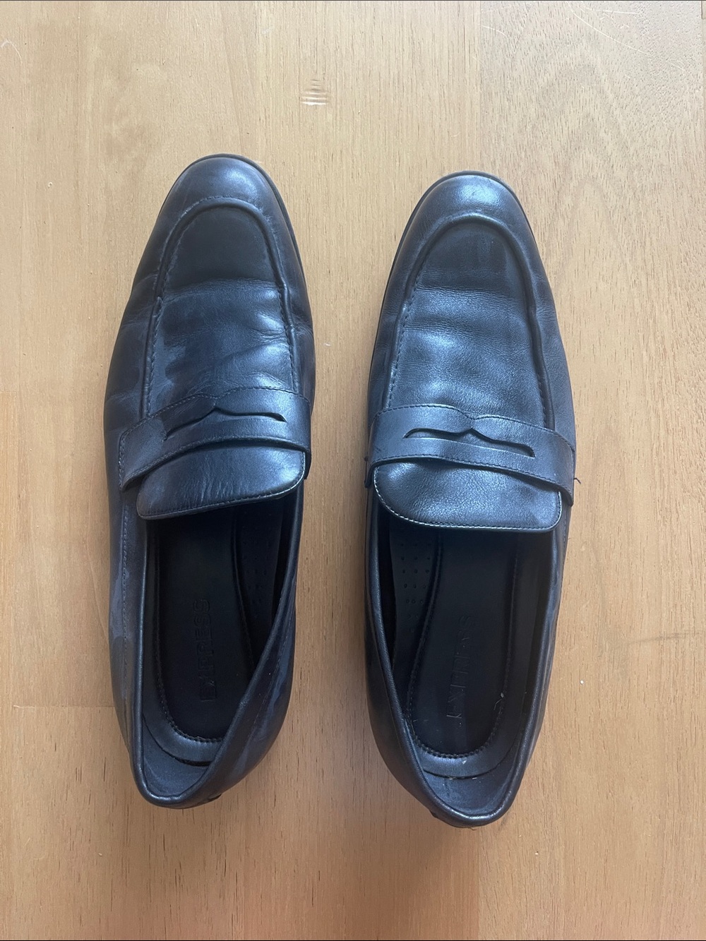 Express Men's Black Leather Penny Loafers